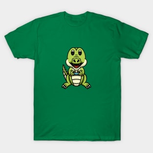 Cute crocodile playing video game T-Shirt